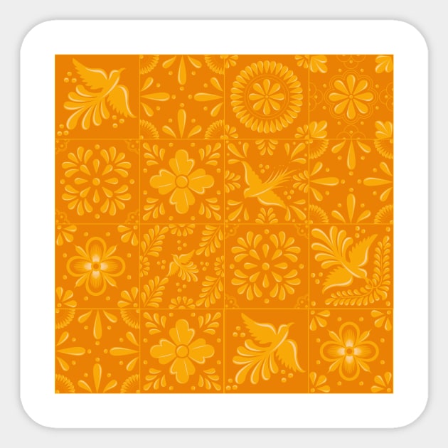 Mexican Yellow Talavera Tile Pattern by Akbaly Sticker by Akbaly